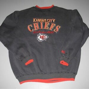 VTG 90s Logo Athletic Kansas City Chiefs Faded Black Embroidered Sweatshirt